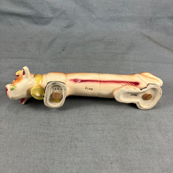 Vtg Japan ceramic Salt & Pepper Cow Long boy 10" Double Ends - Picture 3 of 5